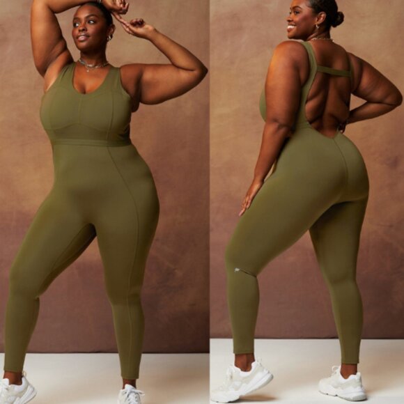 Fabletics Women's Motion365+ Jumpsuit Romper Catsuit in Dark Moss Green - Picture 1 of 8